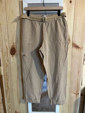 Nicole Miller New York Linen Lyocell Blend Pants W/Belt
